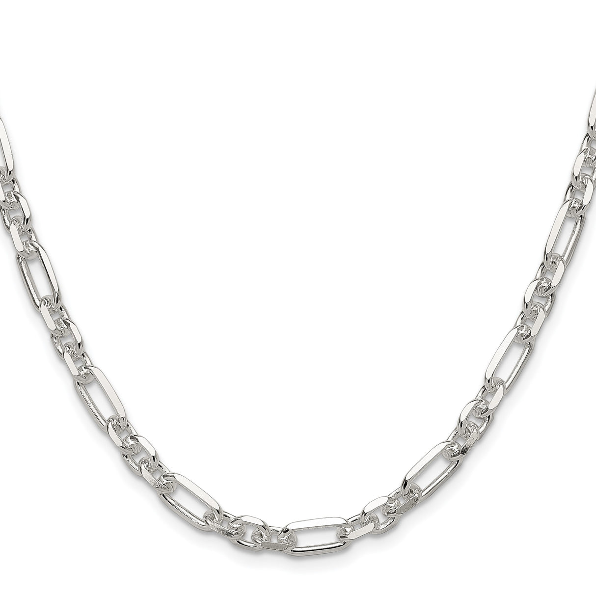 925 White Gold 6 mm Polished Chain Necklace