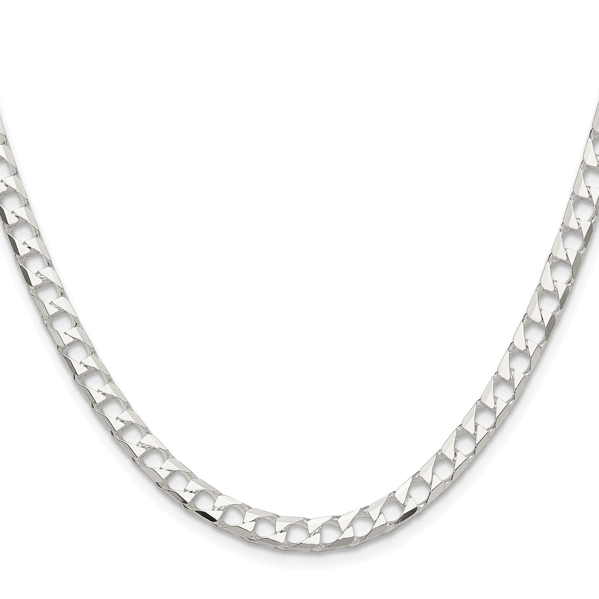 925 White Gold 5 mm Curb Chain Necklace, Polished