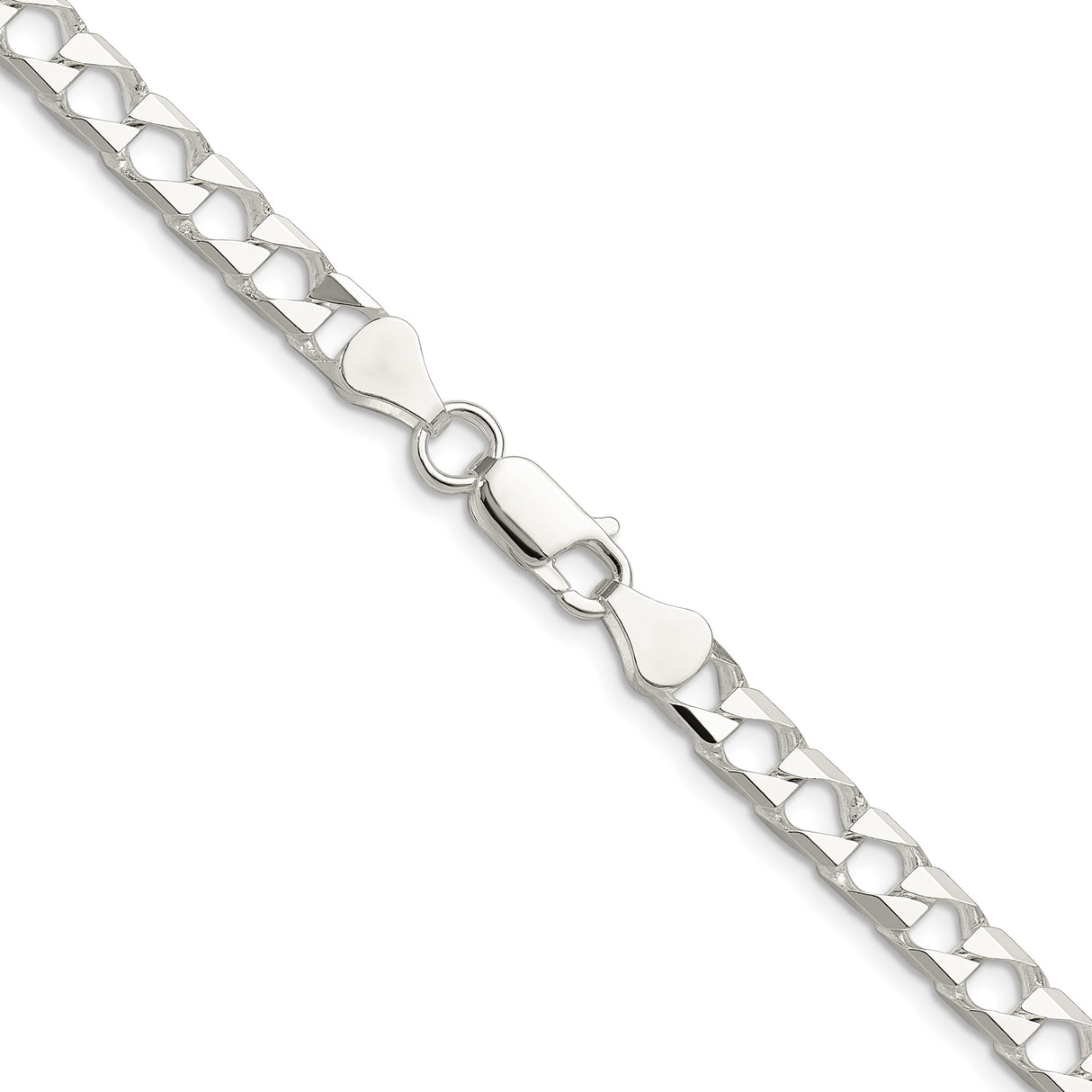 925 White Gold 5.75 mm Curb Chain Necklace, Polished alternate angle