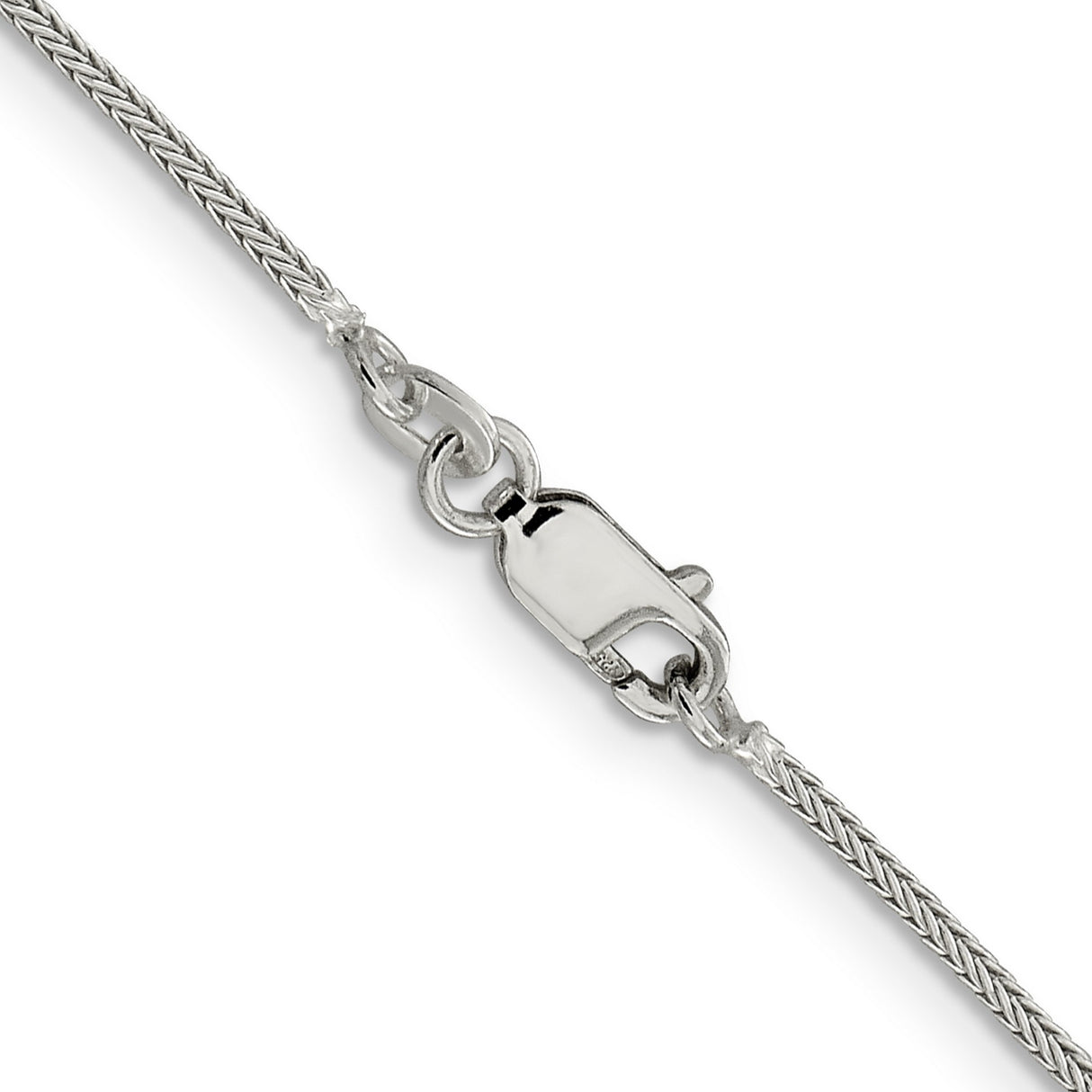 925 White Gold 1.25 mm Franco Chain Necklace, Polished alternate angle