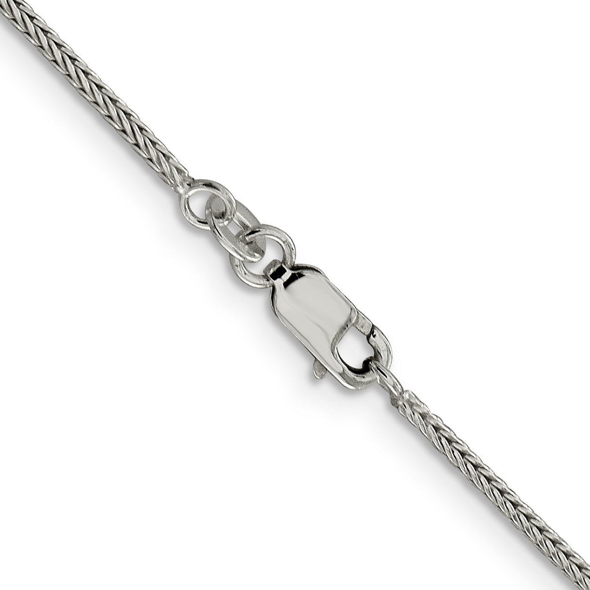 925 White Gold 1.45 mm Franco Chain Necklace, Polished alternate angle