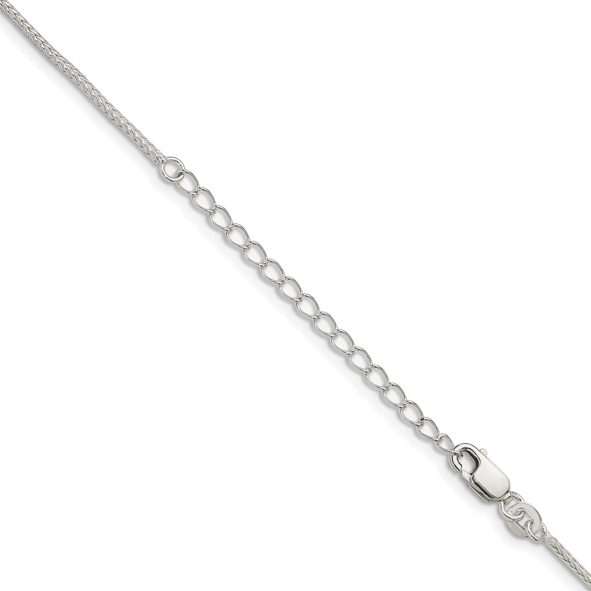 925 White Gold 1.45 mm Franco Chain Necklace, Polished detail view