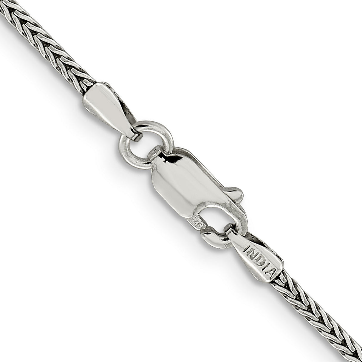 925 White Gold 2 mm Franco Chain Necklace, Polished alternate angle