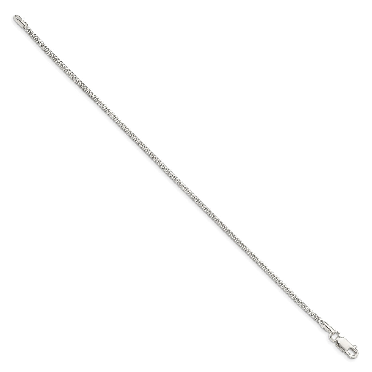 925 White Gold 2 mm Franco Chain Bracelet, Polished