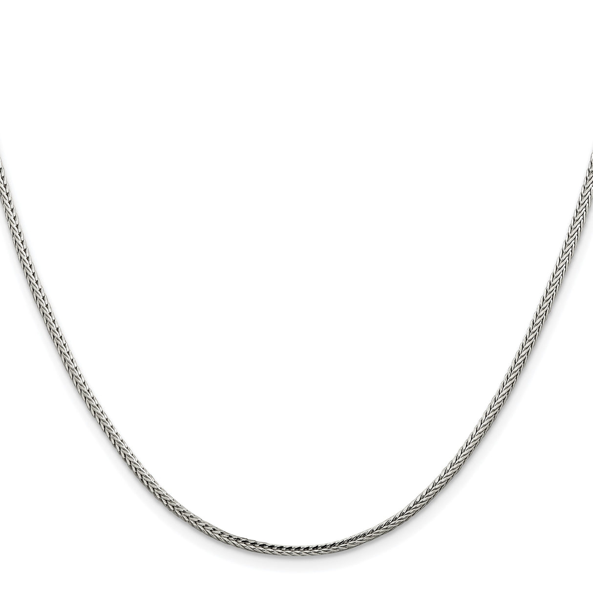 925 White Gold 2 mm Franco Chain Necklace, Polished