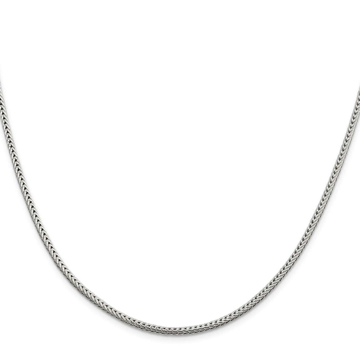 925 White Gold 2.5 mm Franco Chain Necklace, Polished