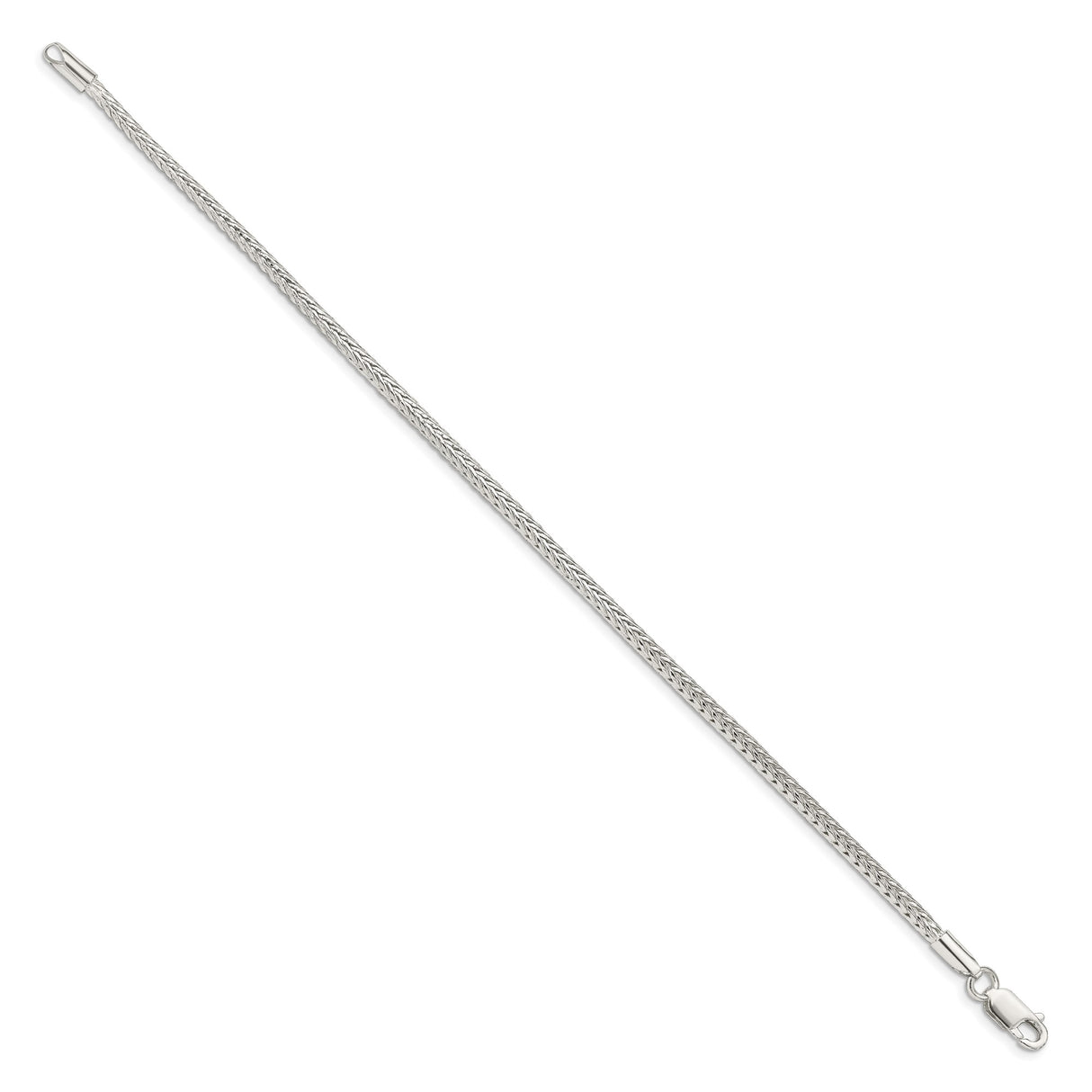 925 White Gold 2.5 mm Franco Chain Bracelet, Polished