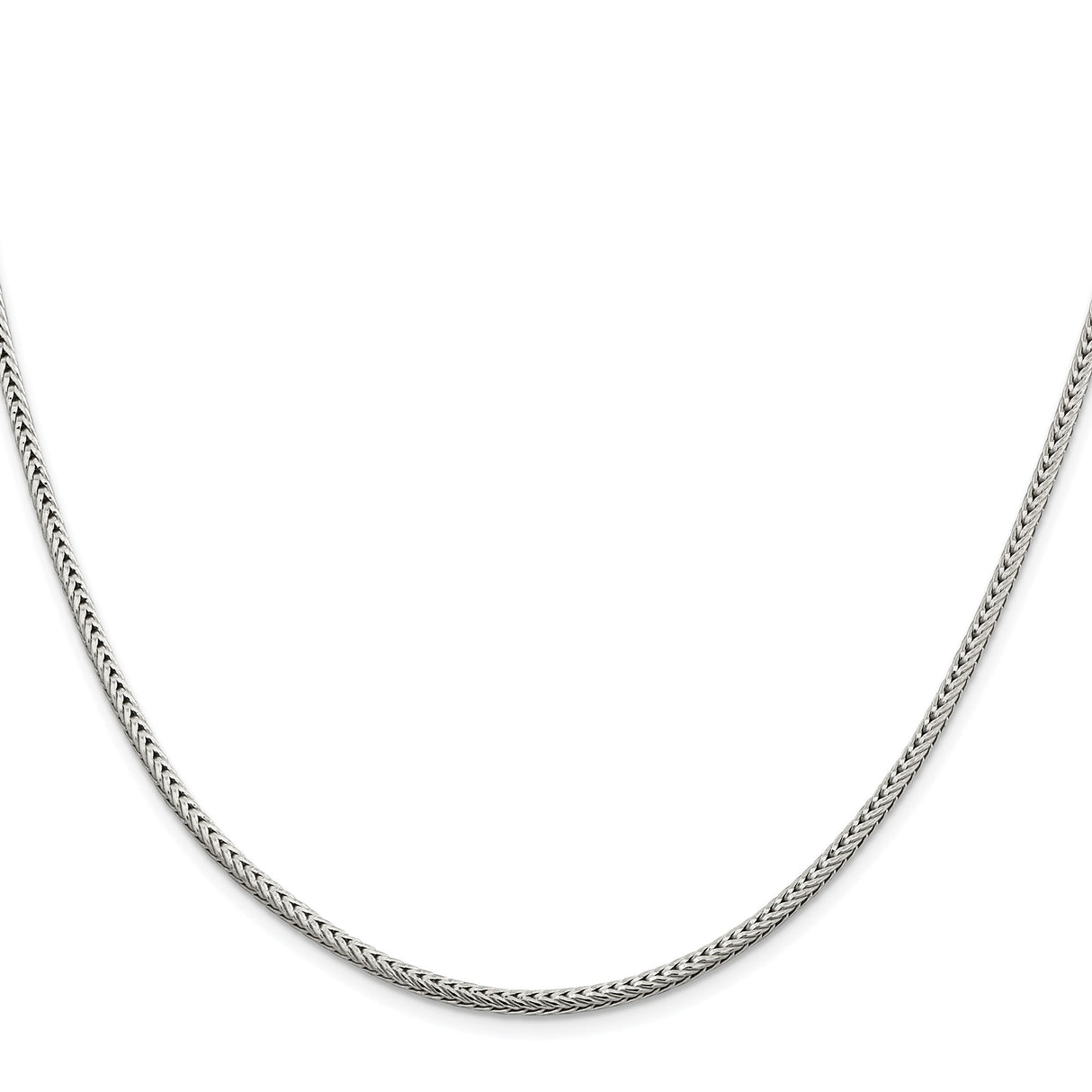925 White Gold 2.5 mm Franco Chain Necklace, Polished