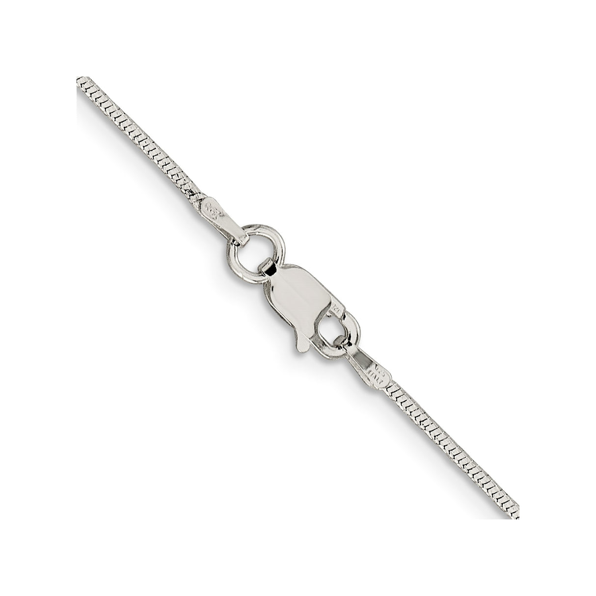 925 White Gold 1.25 mm Polished Chain Necklace, Solid alternate angle