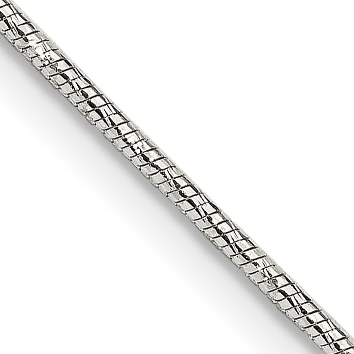 925 White Gold 1.25 mm Polished Chain Necklace, Solid detail view