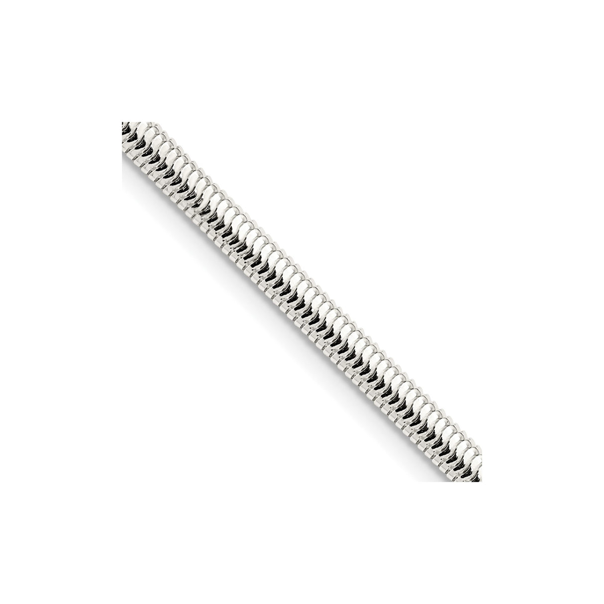 925 White Gold 3.5 mm Polished Chain Necklace, Solid detail view