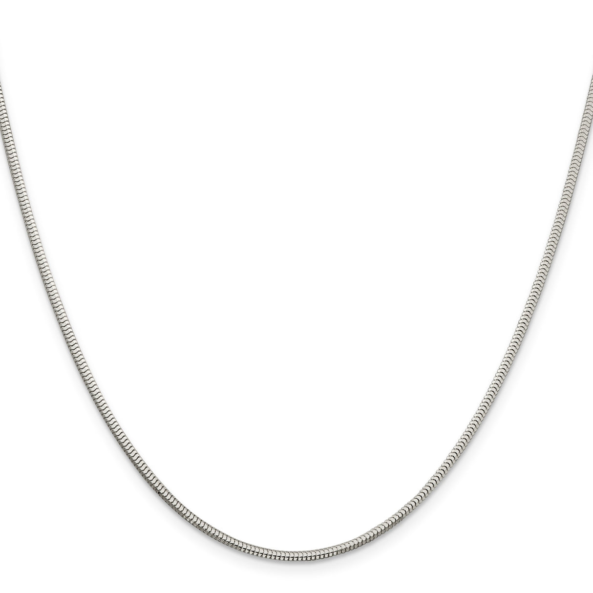 925 White Gold 2 mm Polished Chain Necklace, Solid