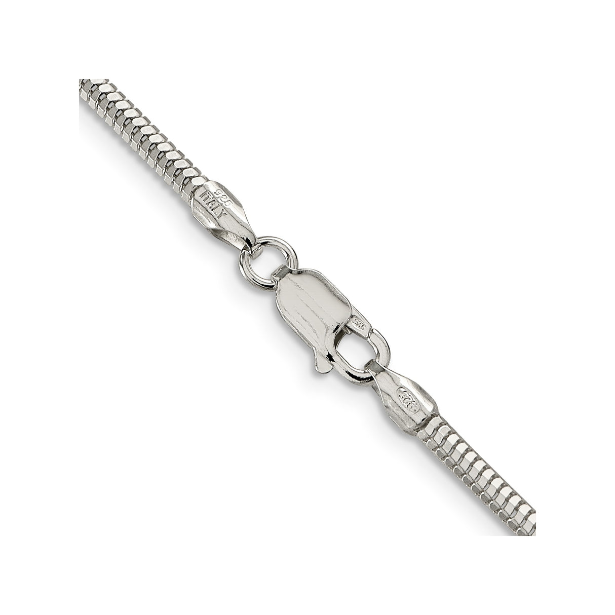 925 White Gold 2.5 mm Polished Chain Necklace, Solid alternate angle