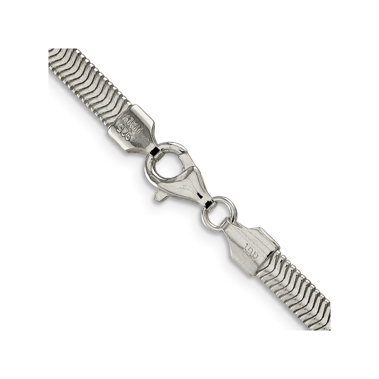 925 White Gold 4.2 mm Polished Chain Necklace, Solid alternate angle
