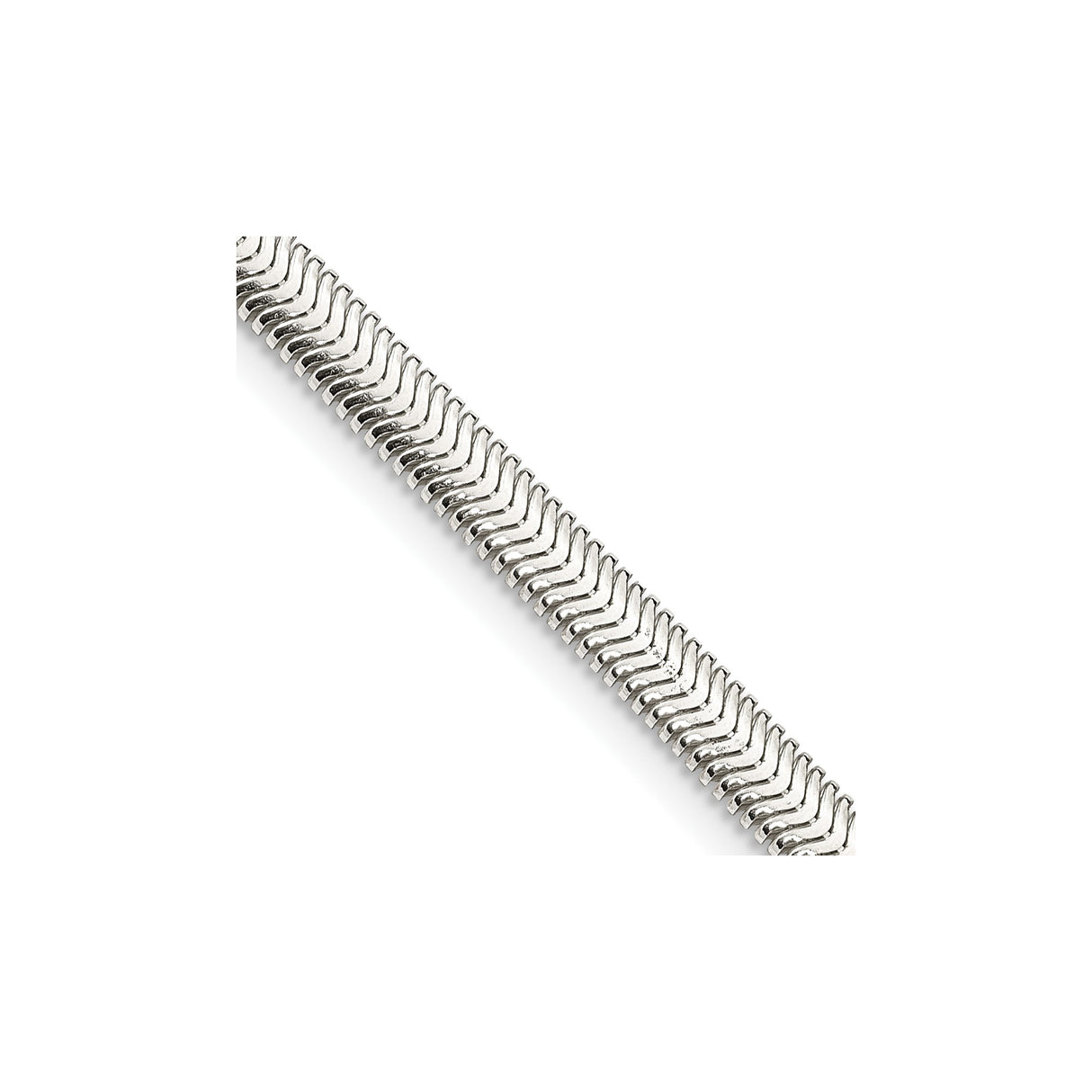 925 White Gold 4.2 mm Polished Chain Necklace, Solid detail view