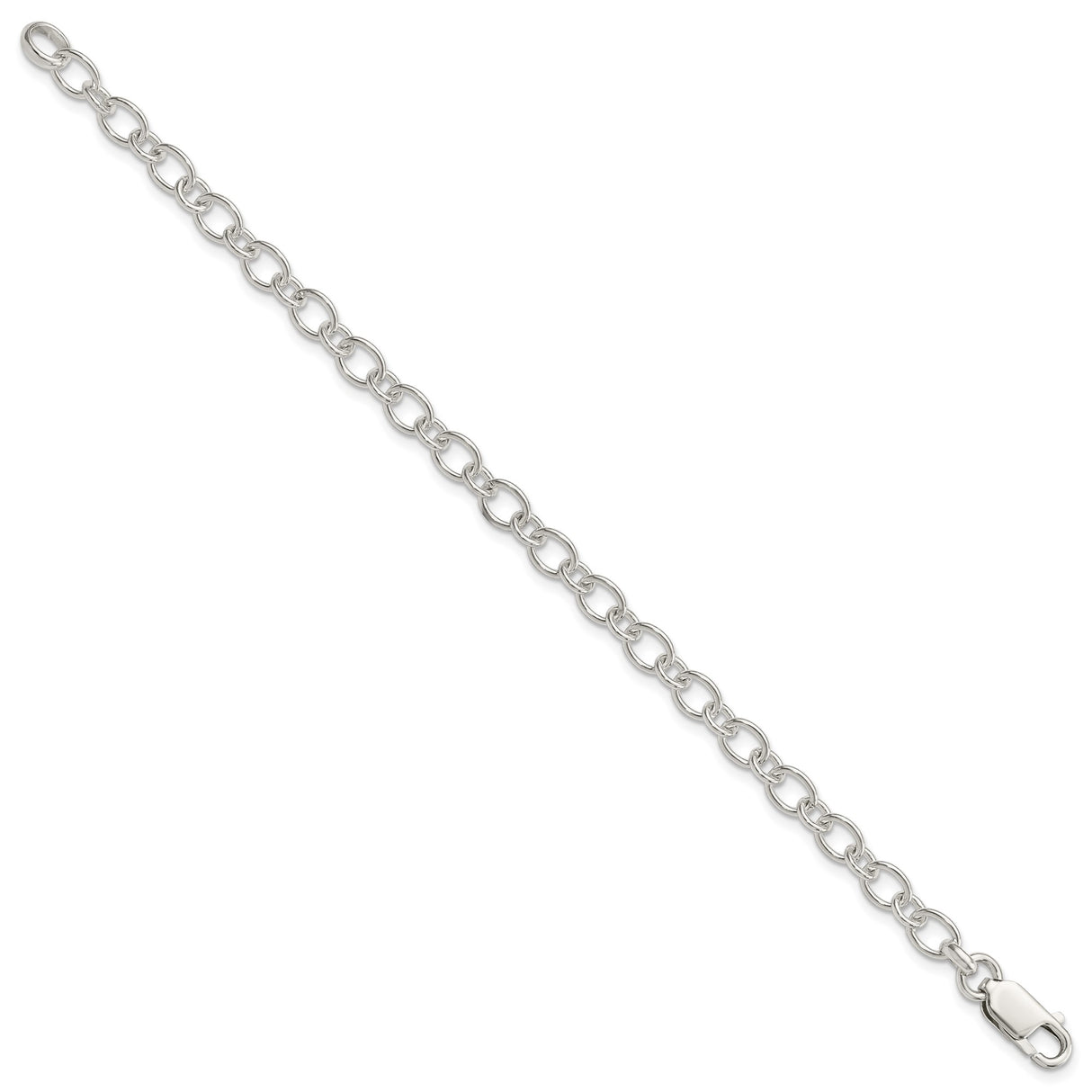 925 White Gold 6 mm Polished Chain Bracelet, Solid