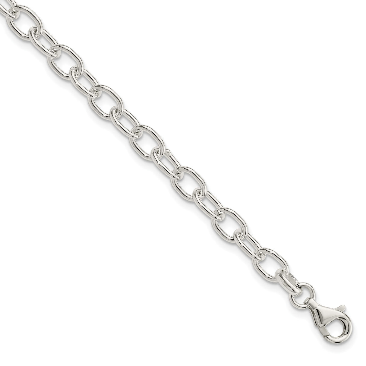 925 White Gold 6 mm Polished Chain Bracelet, Solid alternate angle