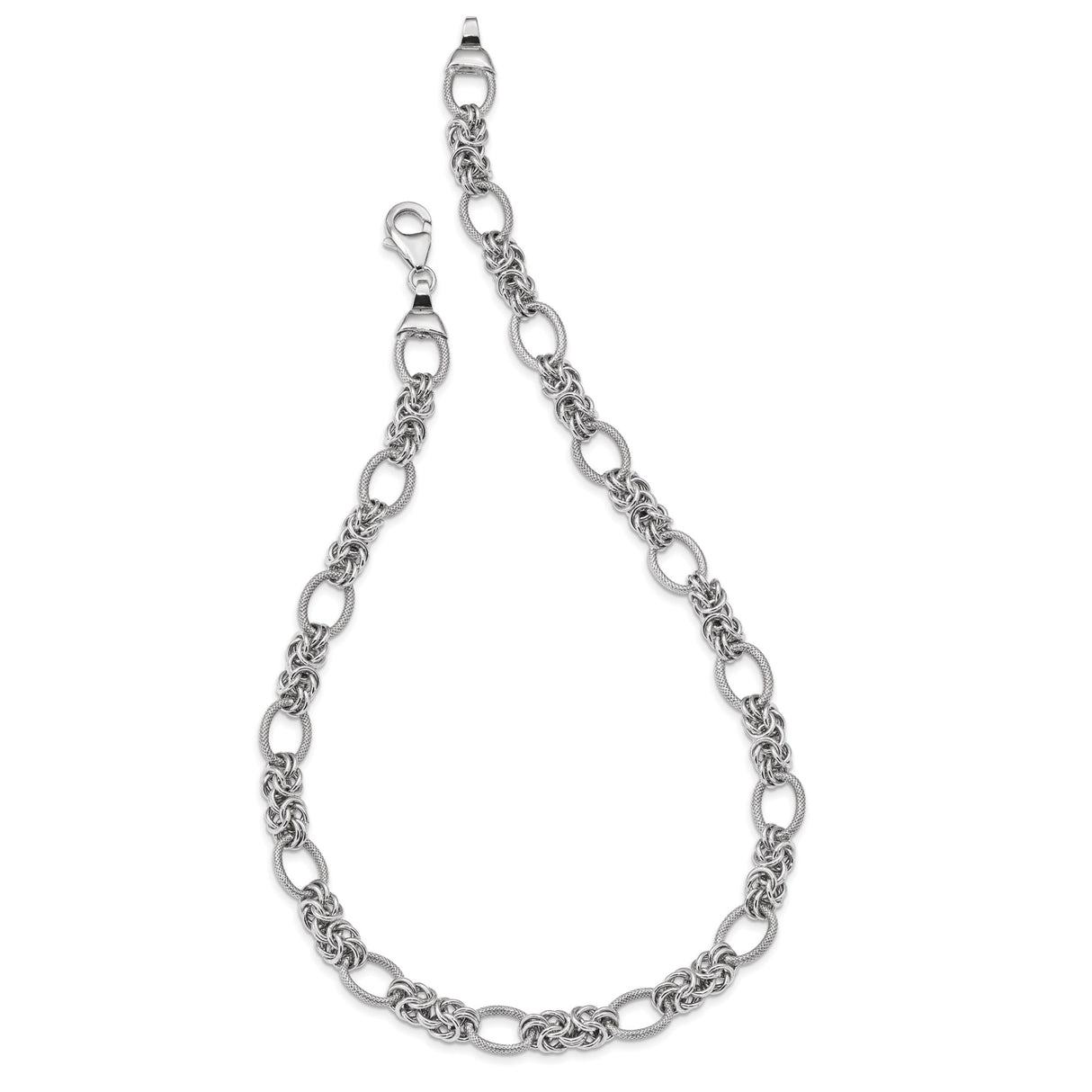 925 White Gold 10 mm Polished Chain Necklace, Solid