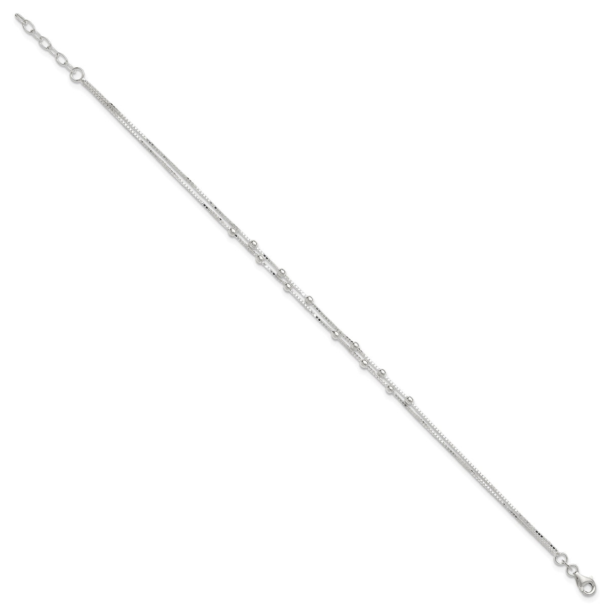 925 White Gold 0.8 mm Polished Chain Anklet