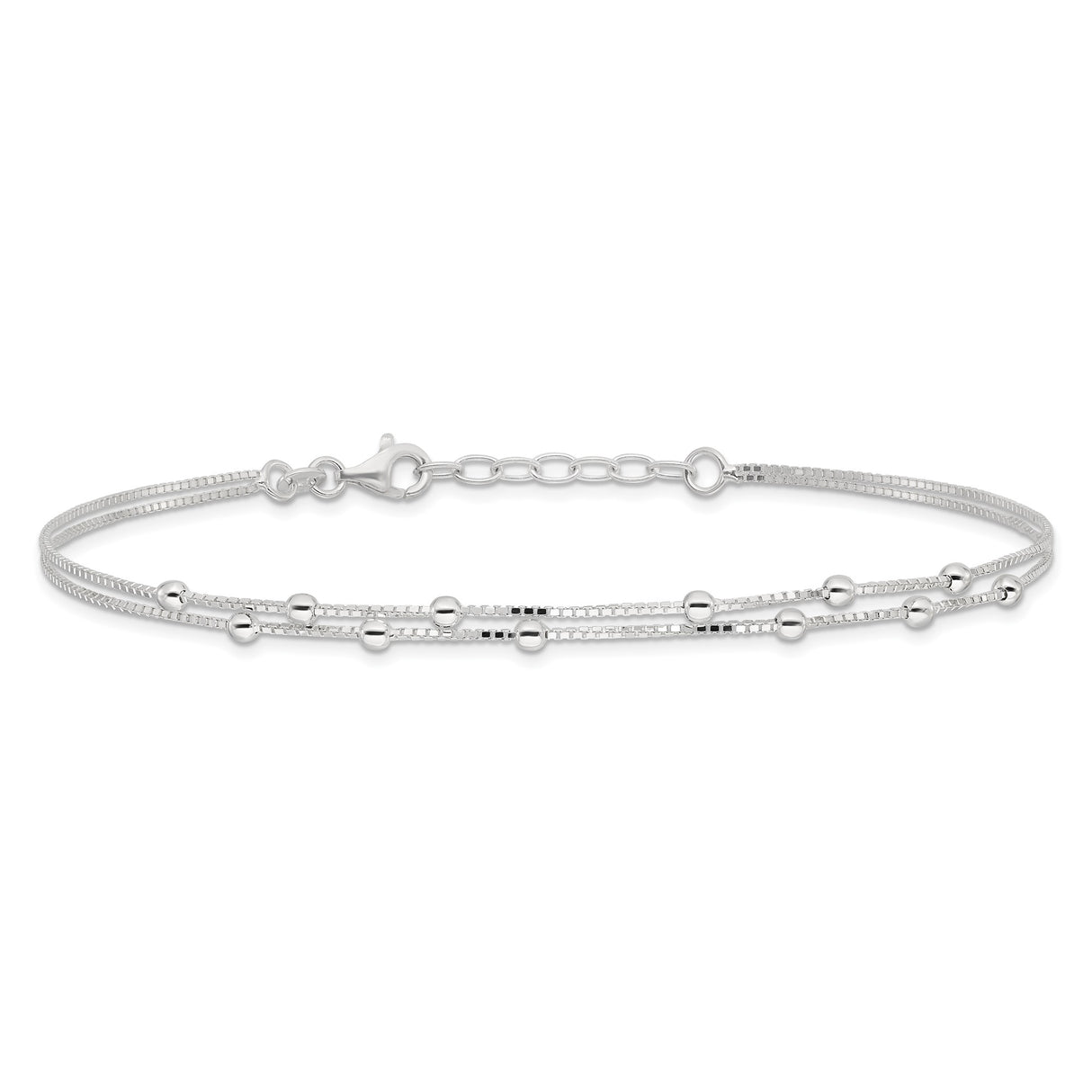 925 White Gold 0.8 mm Polished Chain Anklet alternate angle
