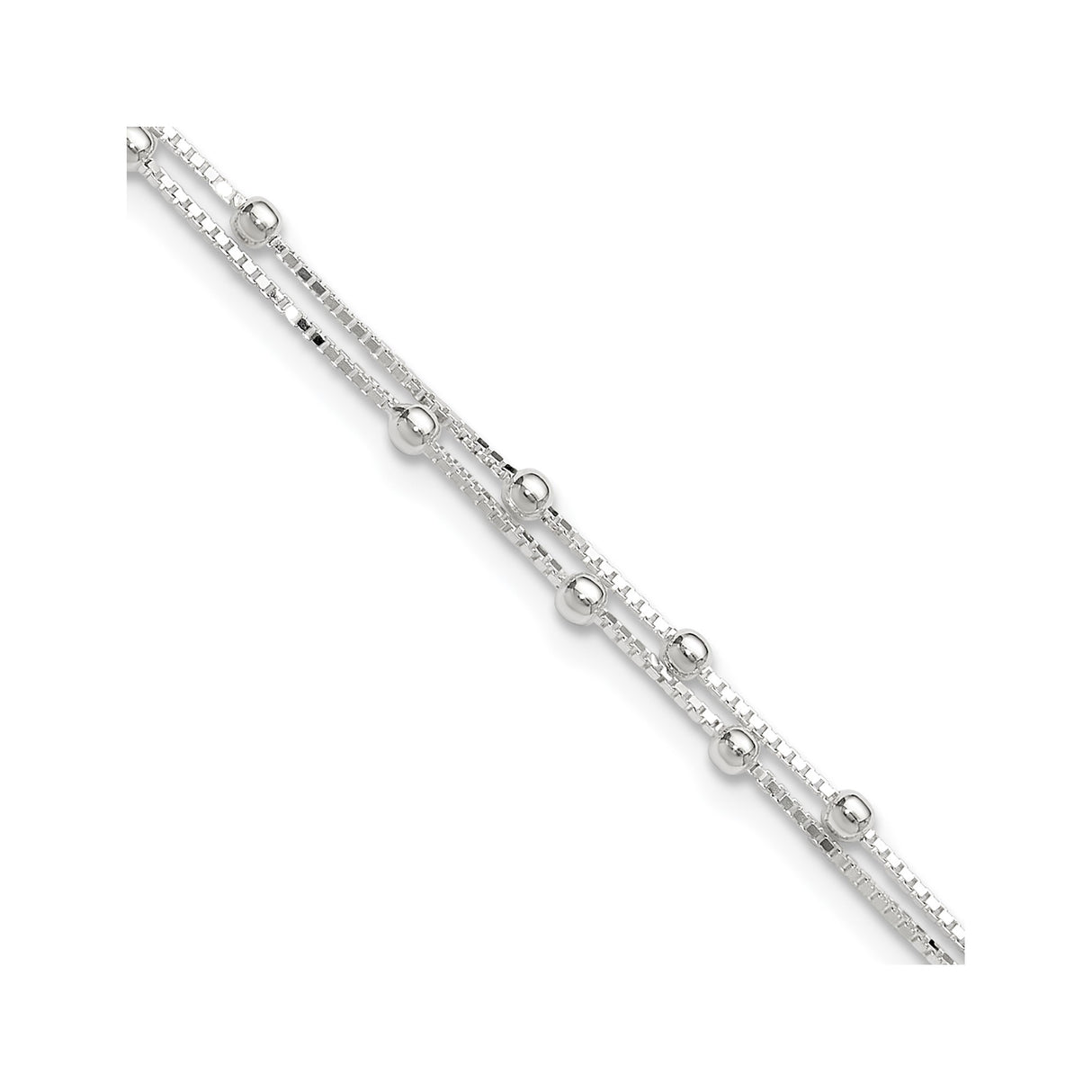 925 White Gold 0.8 mm Polished Chain Anklet detail view
