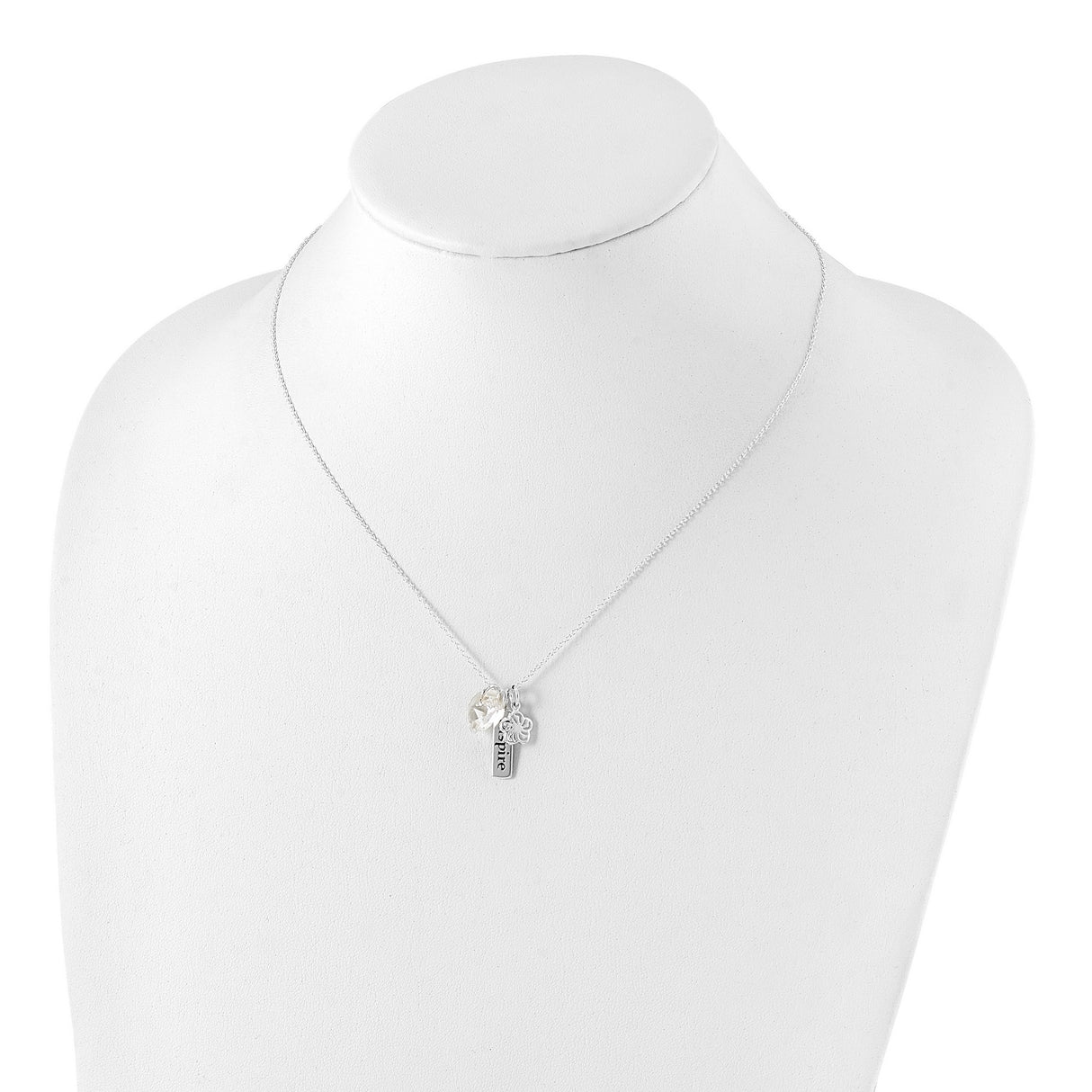 Enameled Swarovski Inspire Heart Necklace Charm Pendant in Real 925 Sterling Silver