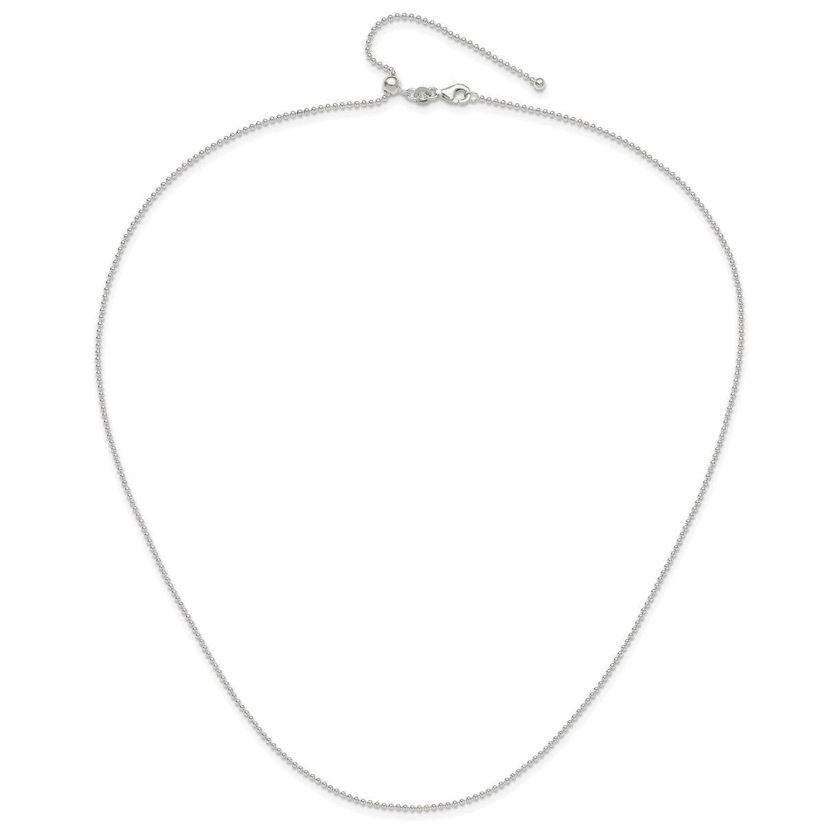925 White Gold 1.5 mm Polished Chain Necklace alternate angle