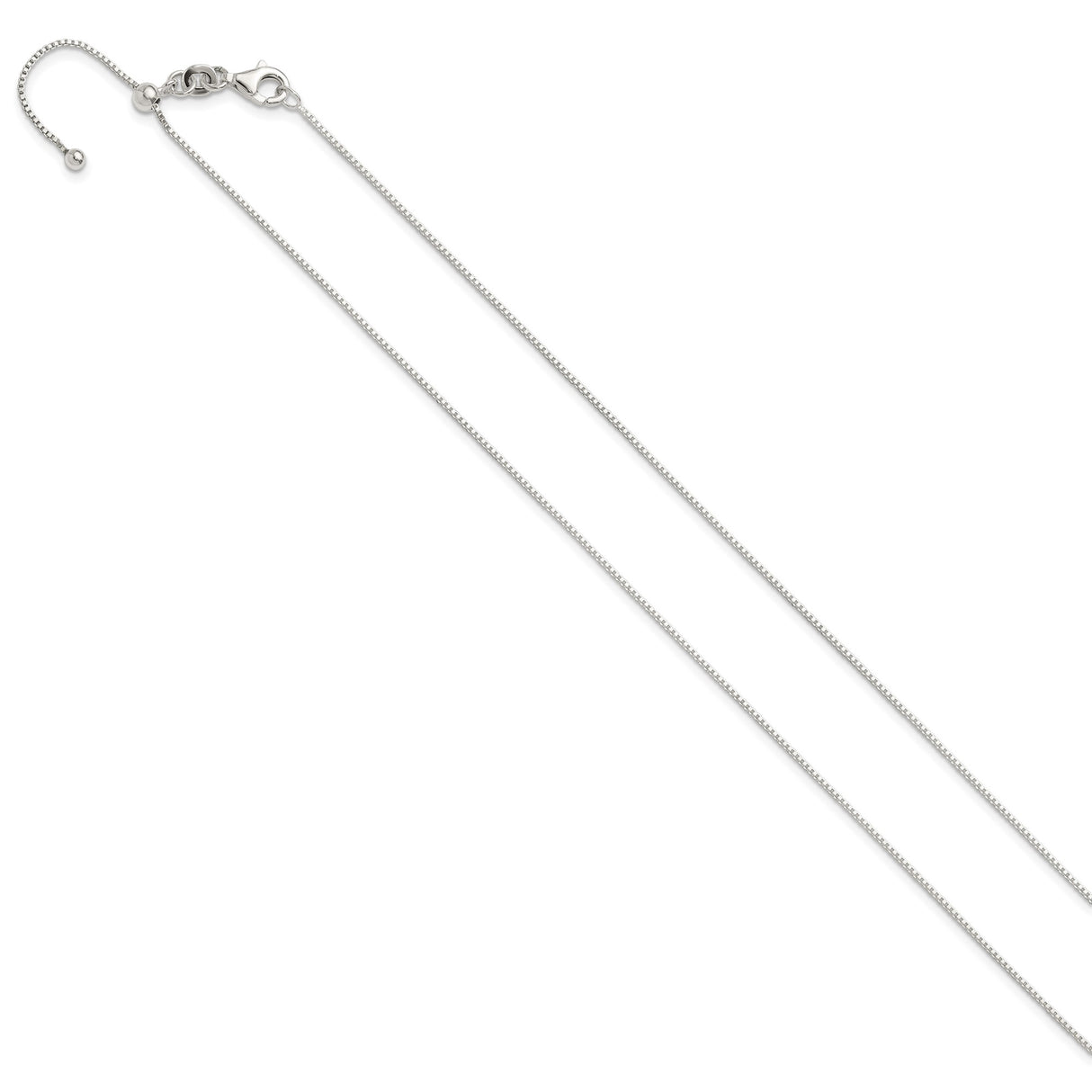 925 White Gold 0.9 mm Box Chain Necklace, Polished