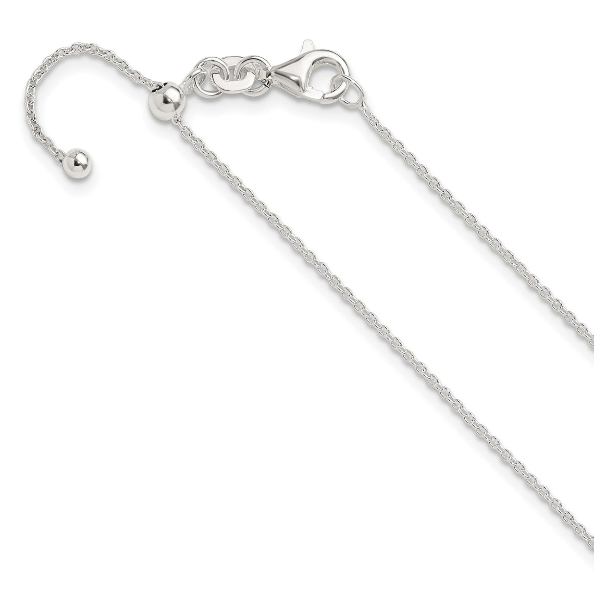 925 White Gold 1.2 mm Polished Chain Necklace detail view