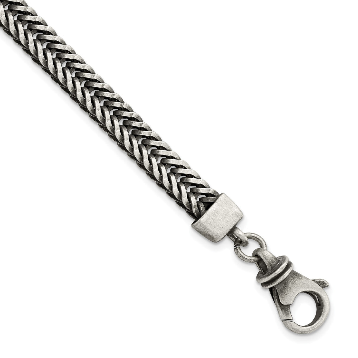 925 White Gold 6.55 mm Spiga (wheat) Chain Bracelet alternate angle