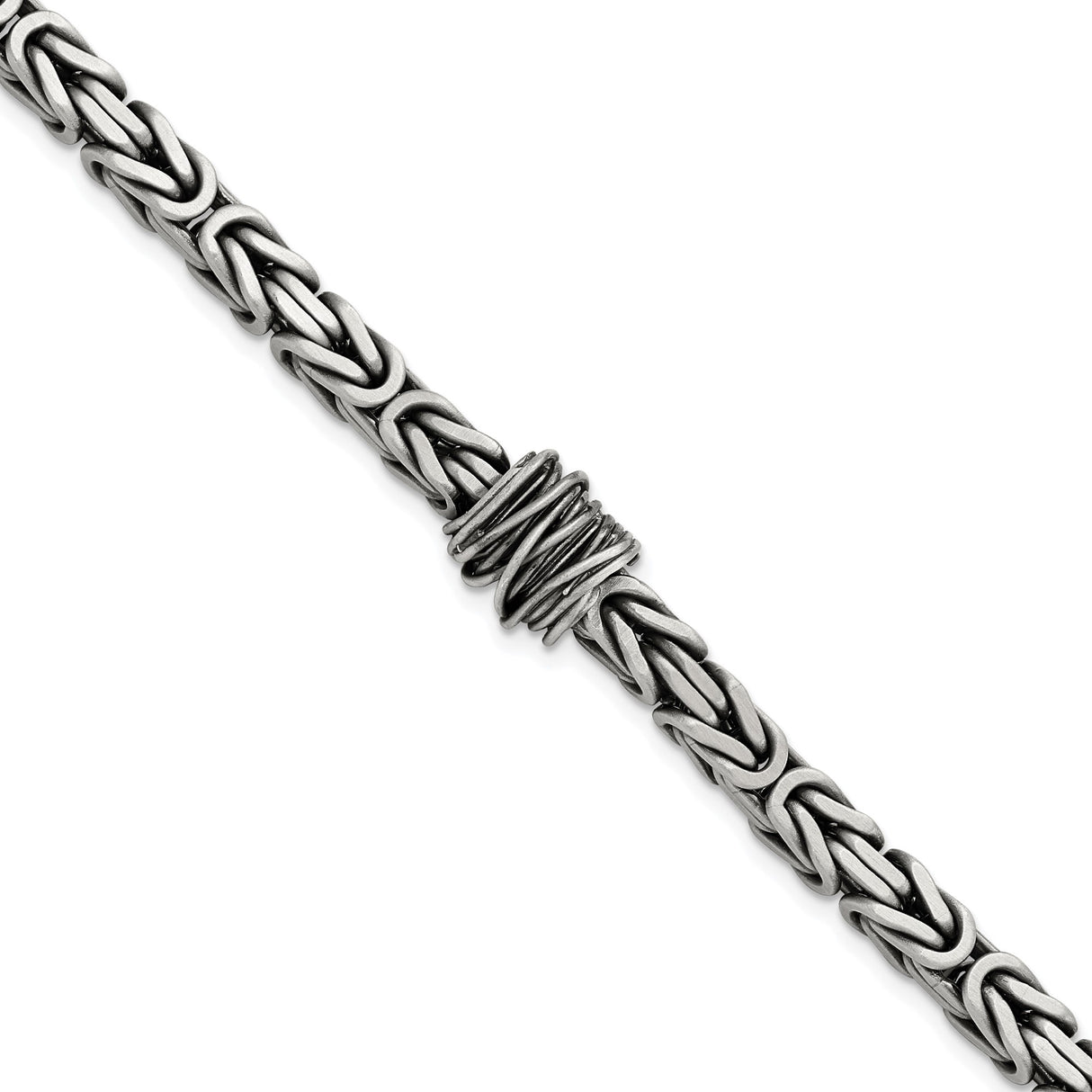 925 White Gold 10.1 mm Byzantine Chain Bracelet