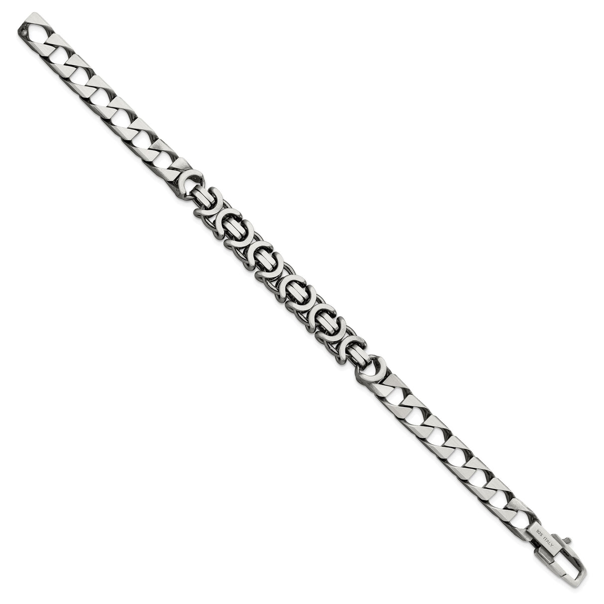 925 White Gold 7.88 mm Curb Chain Bracelet