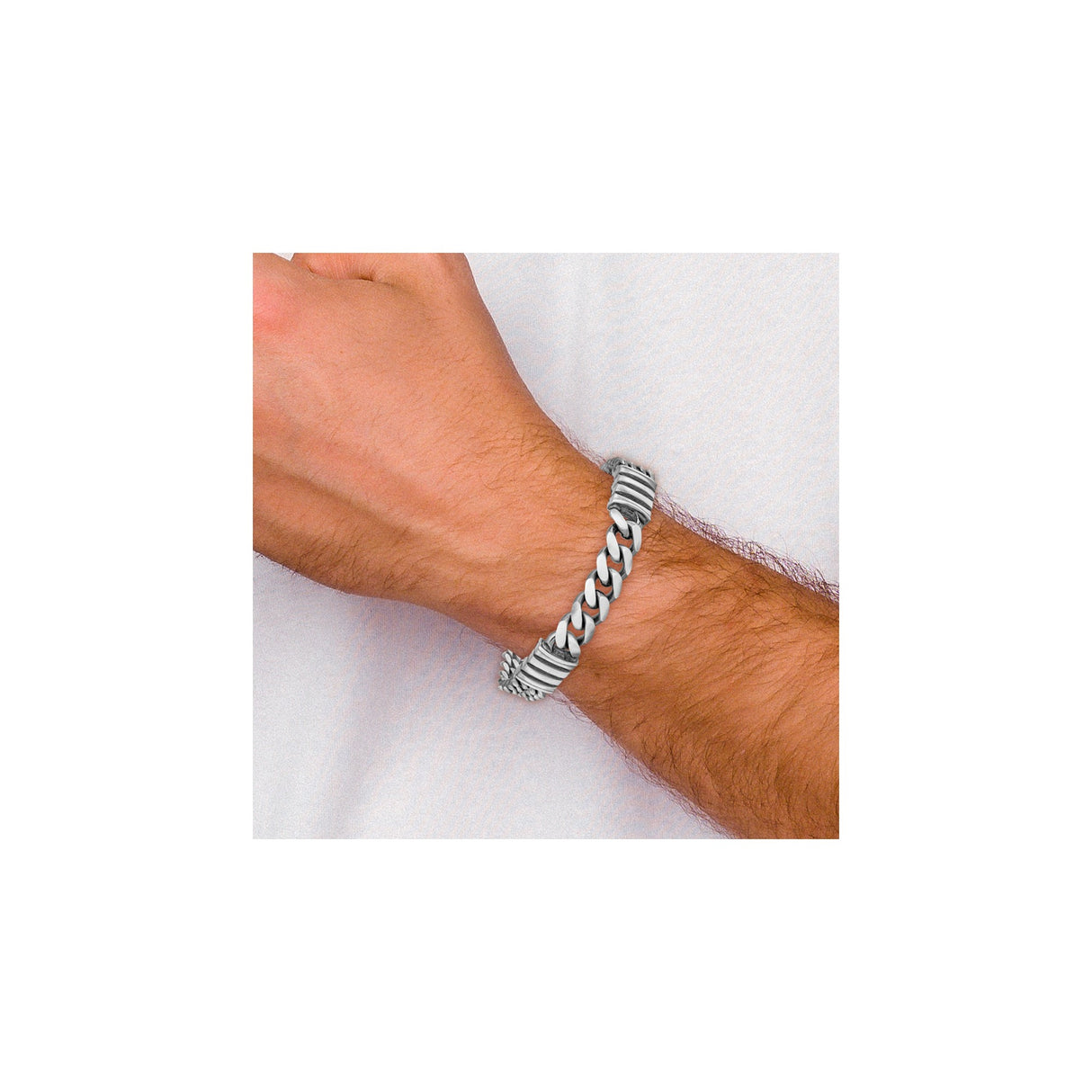 925 White Gold 13.25 mm Curb Chain Bracelet alternate angle