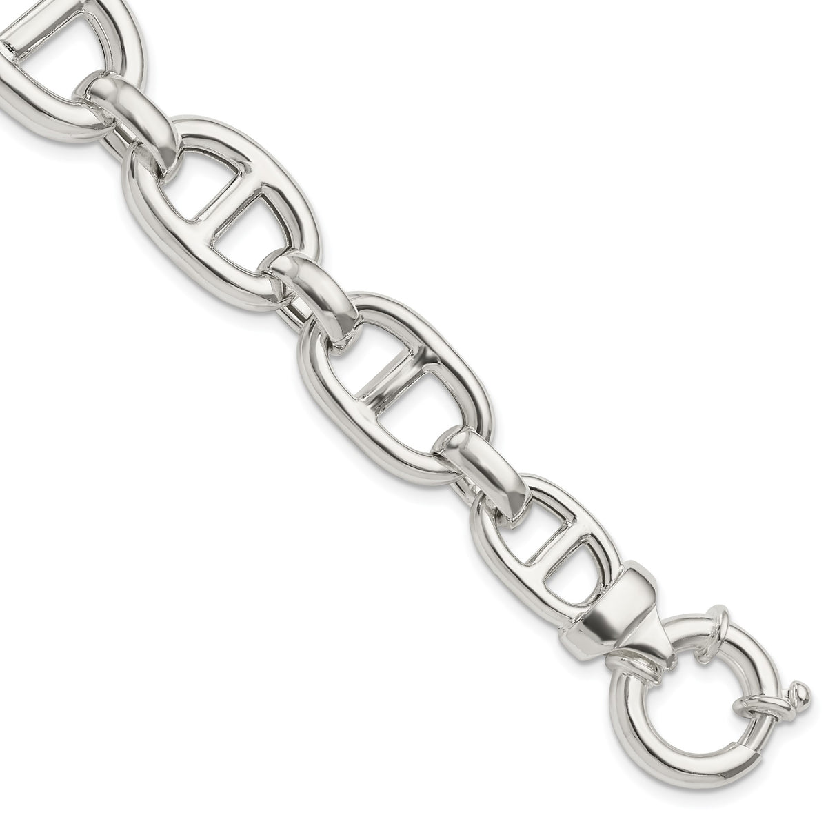 925 White Gold 16.44 mm Polished Chain Bracelet