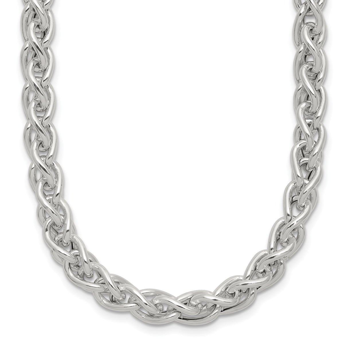 925 White Gold 5.65 mm Polished Chain Necklace detail view