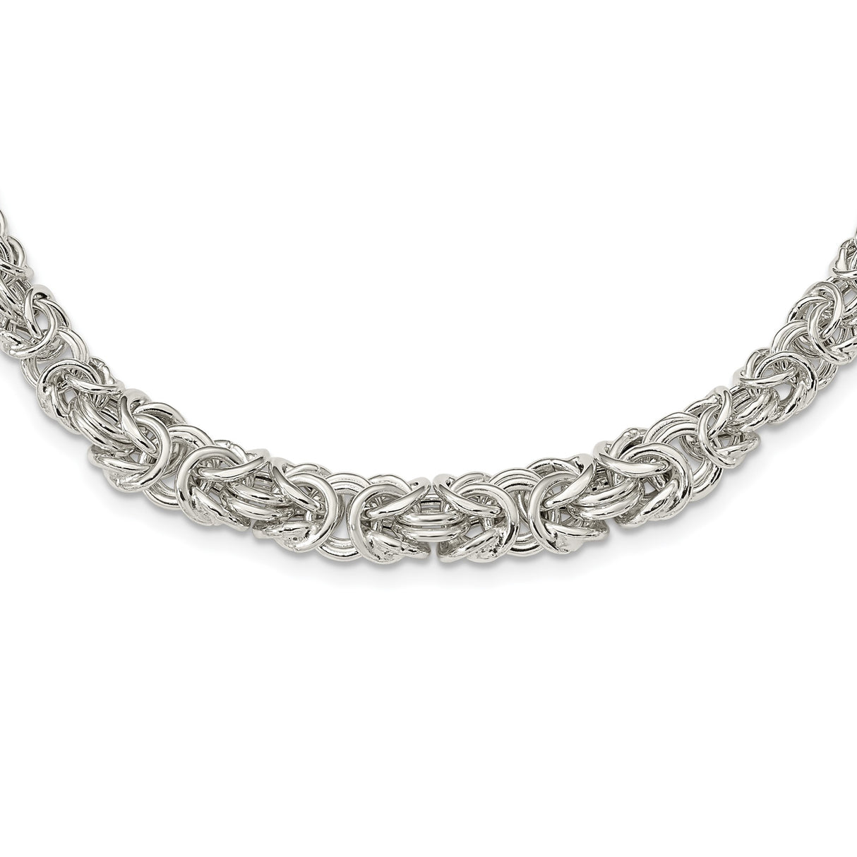 925 White Gold 6.4 mm Polished Chain Necklace alternate angle