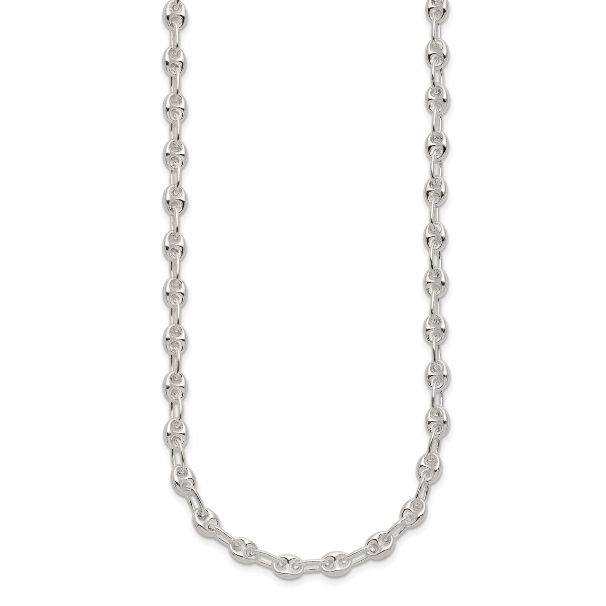 925 White Gold 5.13 mm Polished Chain Necklace