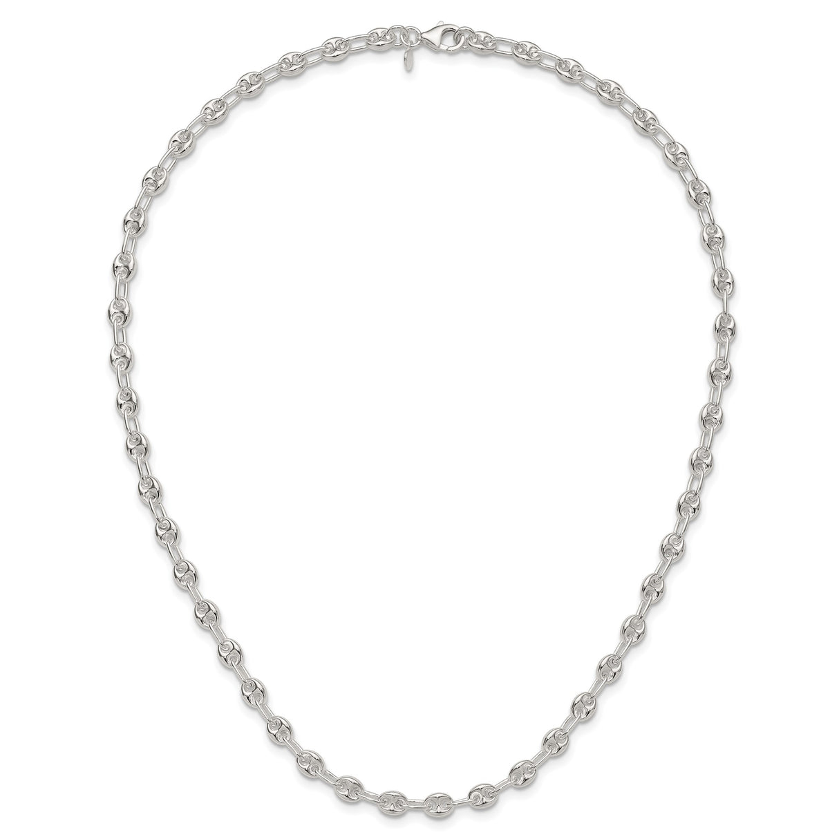 925 White Gold 5.13 mm Polished Chain Necklace alternate angle