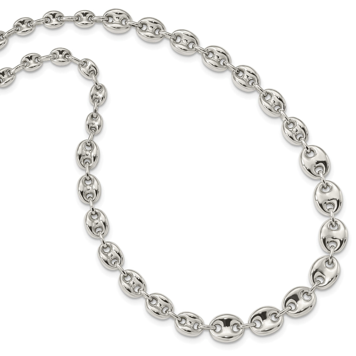925 White Gold 10.1 mm Polished Chain Necklace