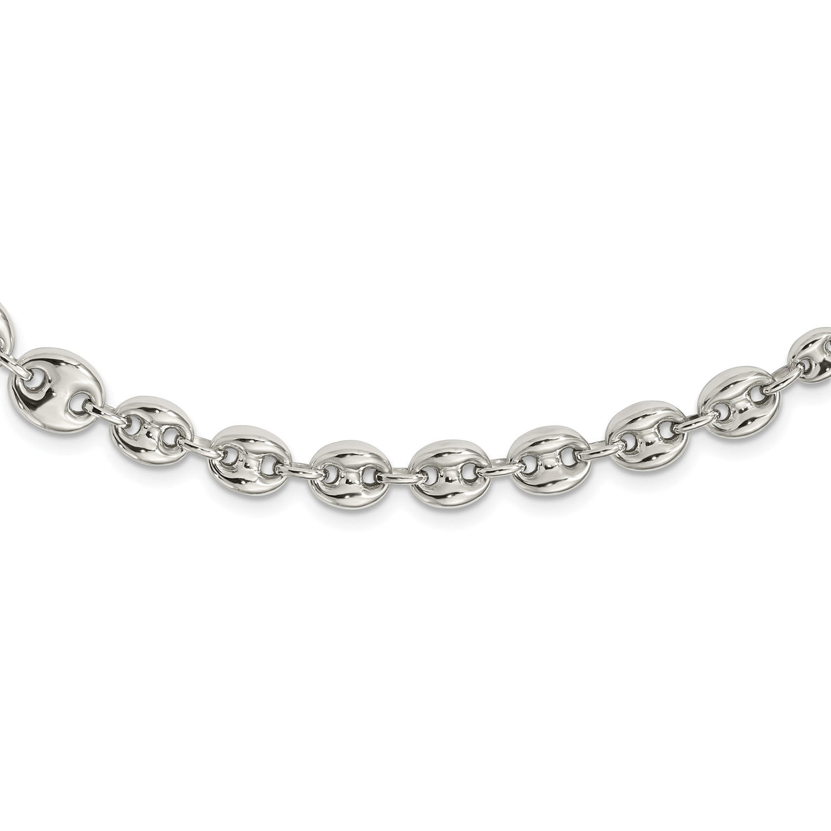 925 White Gold 10.1 mm Polished Chain Necklace alternate angle