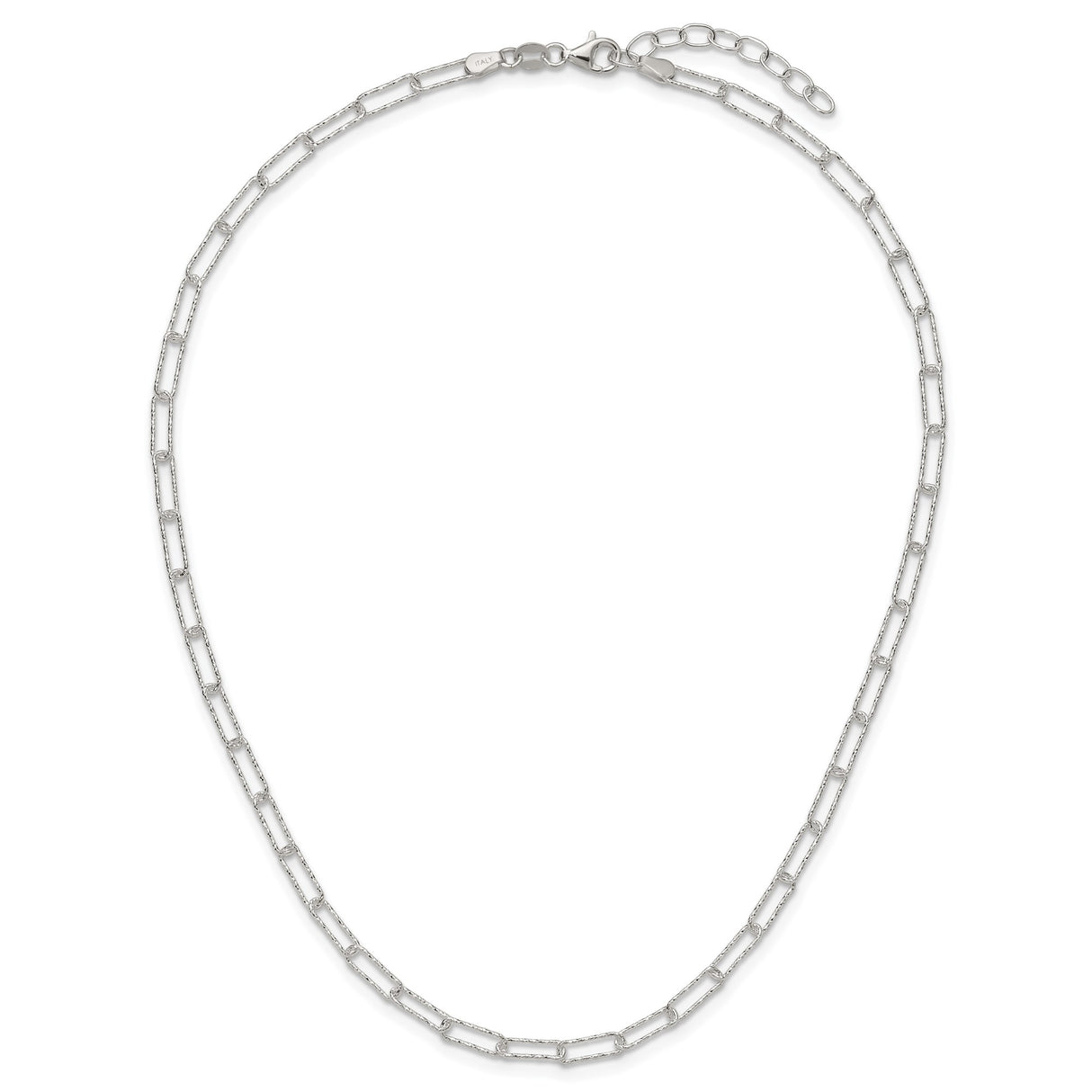 925 White Gold 3.06 mm Polished Chain Necklace alternate angle