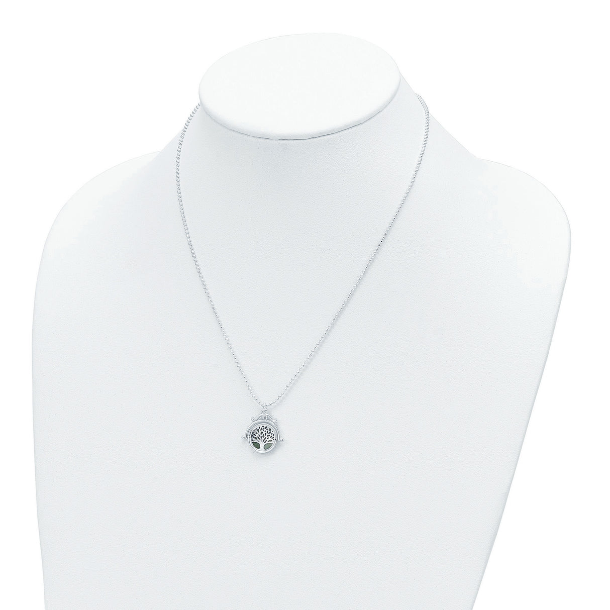 Polished Reversible Enameled Tree of Life Necklace Charm Pendant in Real 925 Sterling Silver