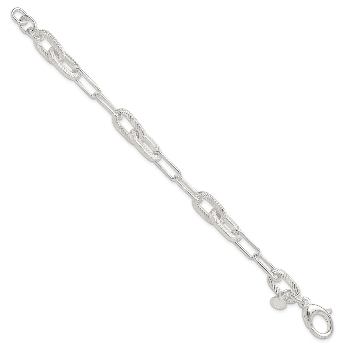 925 White Gold 8.6 mm Paperclip Chain Bracelet, Polished alternate angle