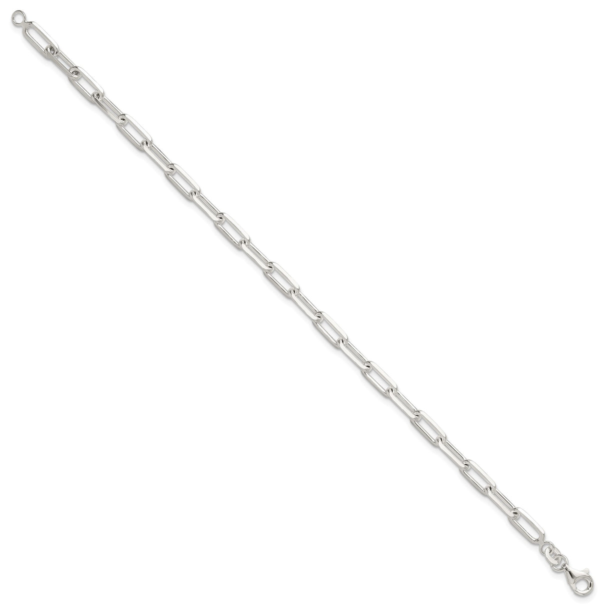 925 White Gold 4.2 mm Paperclip Chain Bracelet, Polished alternate angle