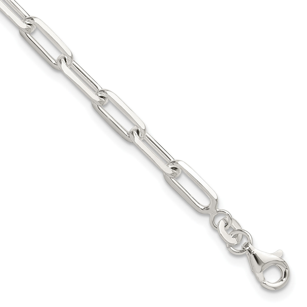 925 White Gold 4.2 mm Paperclip Chain Bracelet, Polished