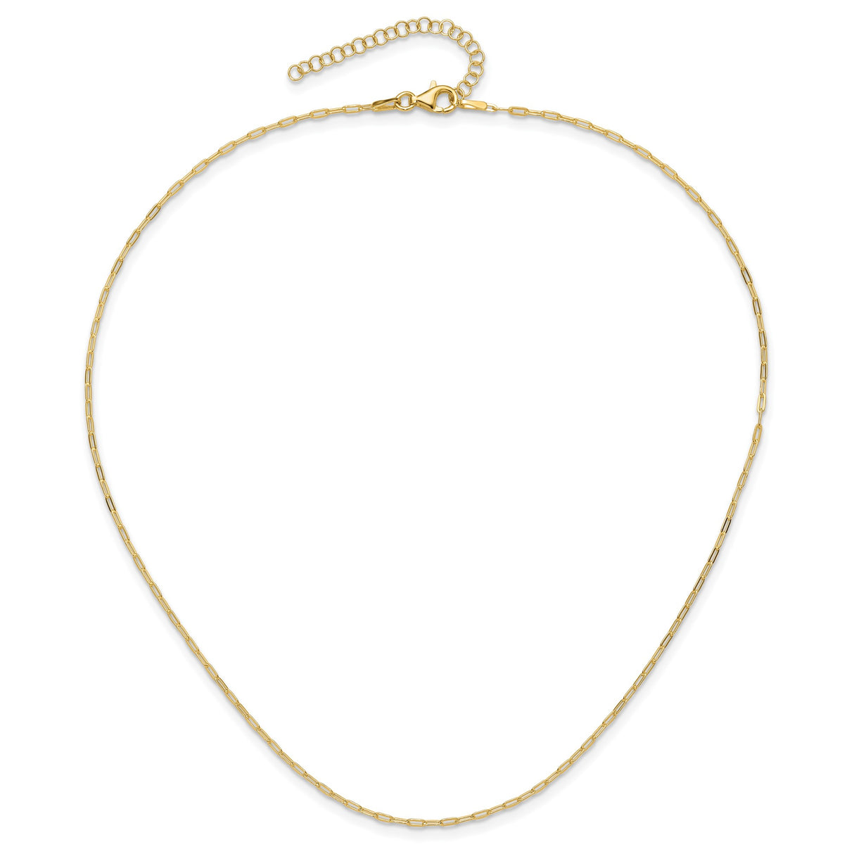 925 Gold tone Gold 1.65 mm Paperclip Chain Necklace, Polished