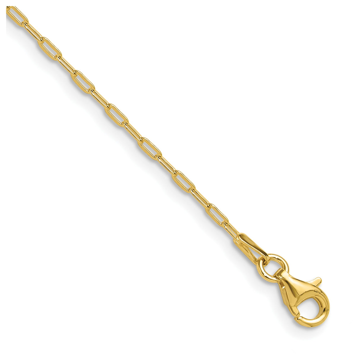 925 Gold tone Gold 1.65 mm Paperclip Chain Necklace, Polished detail view