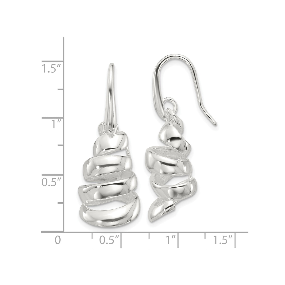 Sterling Silver Spiral Dangle Earrings, Modern Abstract Design, Lightweight Sculptural Jewelry