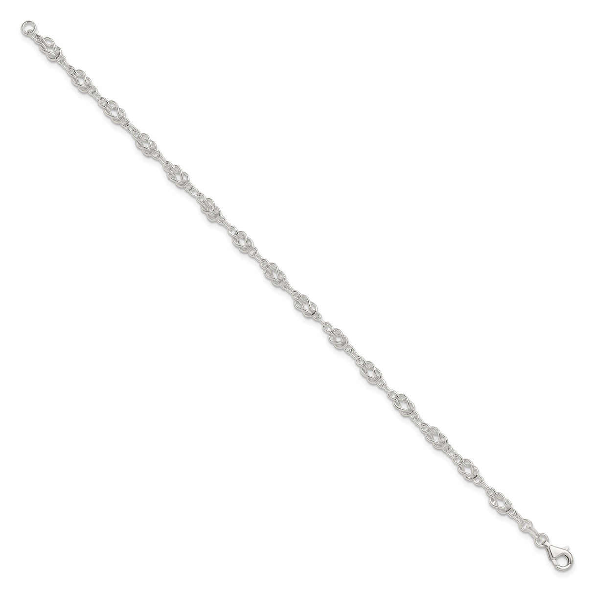 925 White Gold 6 mm Polished Chain Anklet, Solid detail view