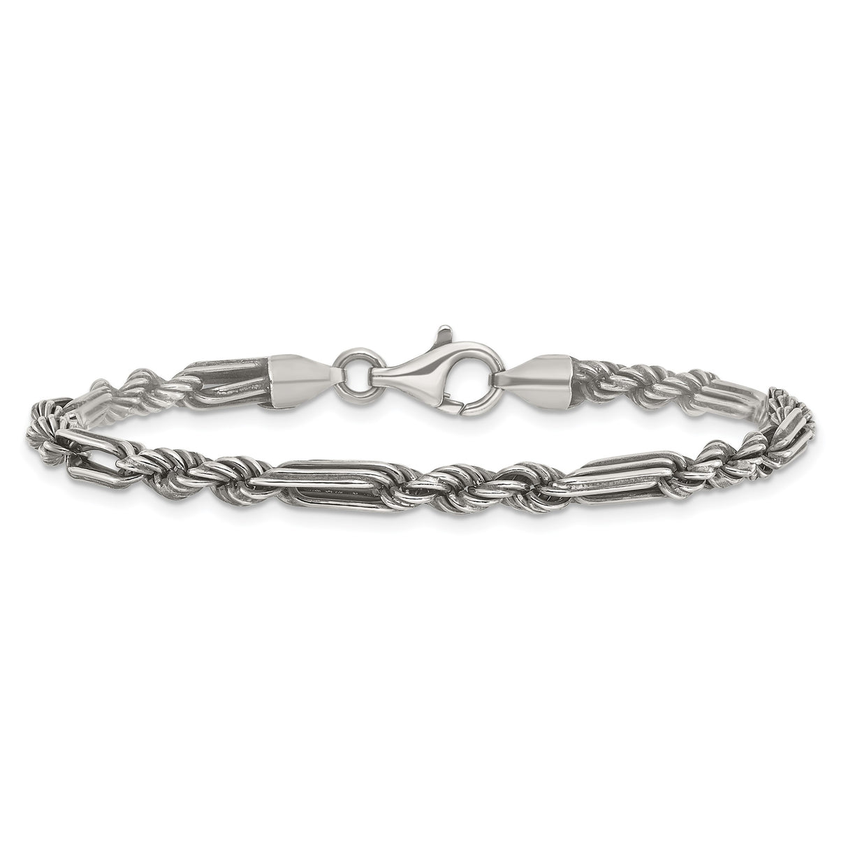 925 White Gold 4.4 mm Solid Chain Bracelet alternate angle